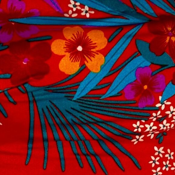 Sirena Vintage SZ 14 Red Tropical Print Tummy Control Swimsuit 80's Beach Swim - Picture 6 of 9